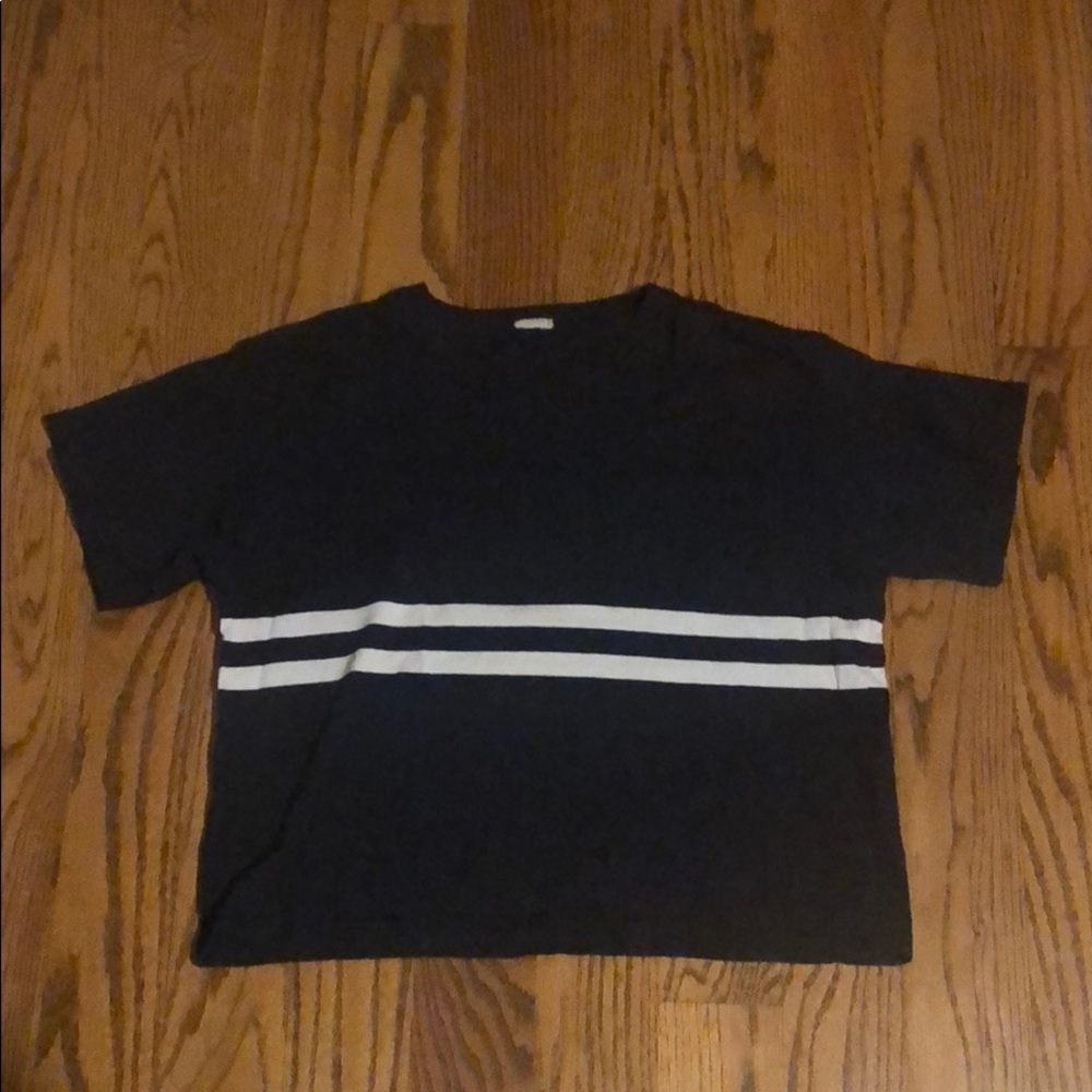 navy blue white stripe brandy melville t shirt